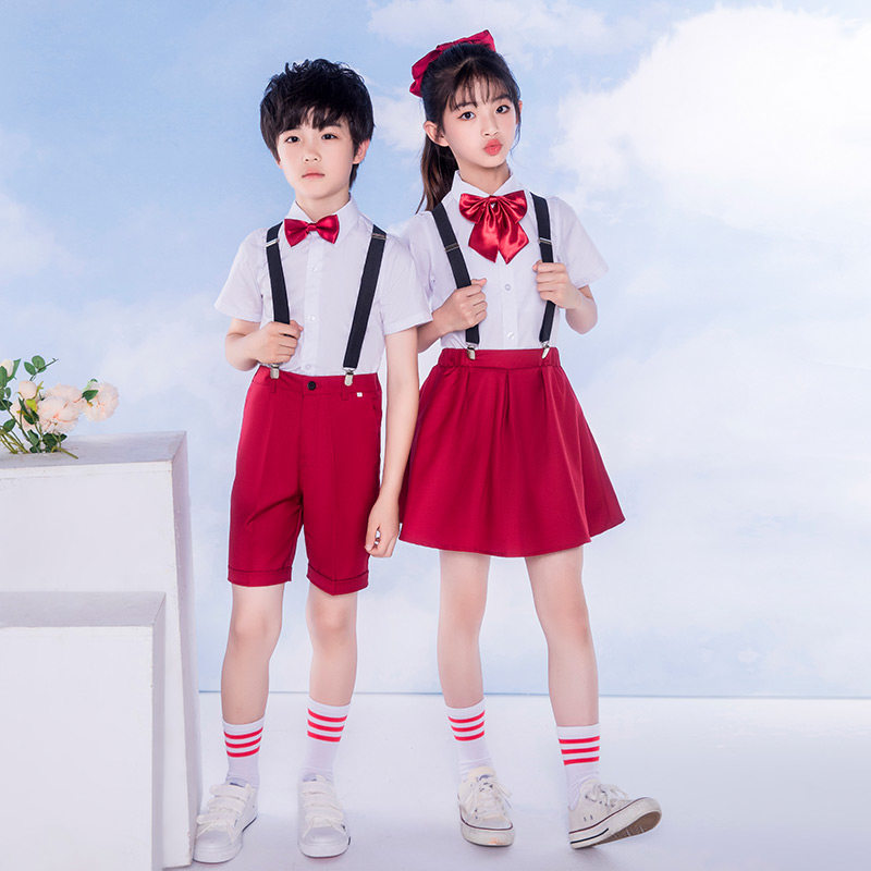 儿童演出服男童女童套装小学生大合唱表演服幼儿园毕业校服韩版夏