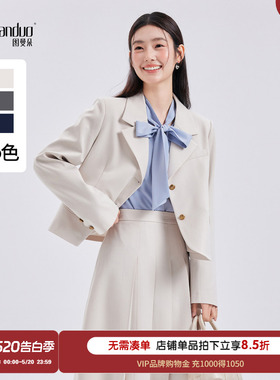 图曼朵面试正装白色西装外套女春装大学生短款小个子职业西服套装