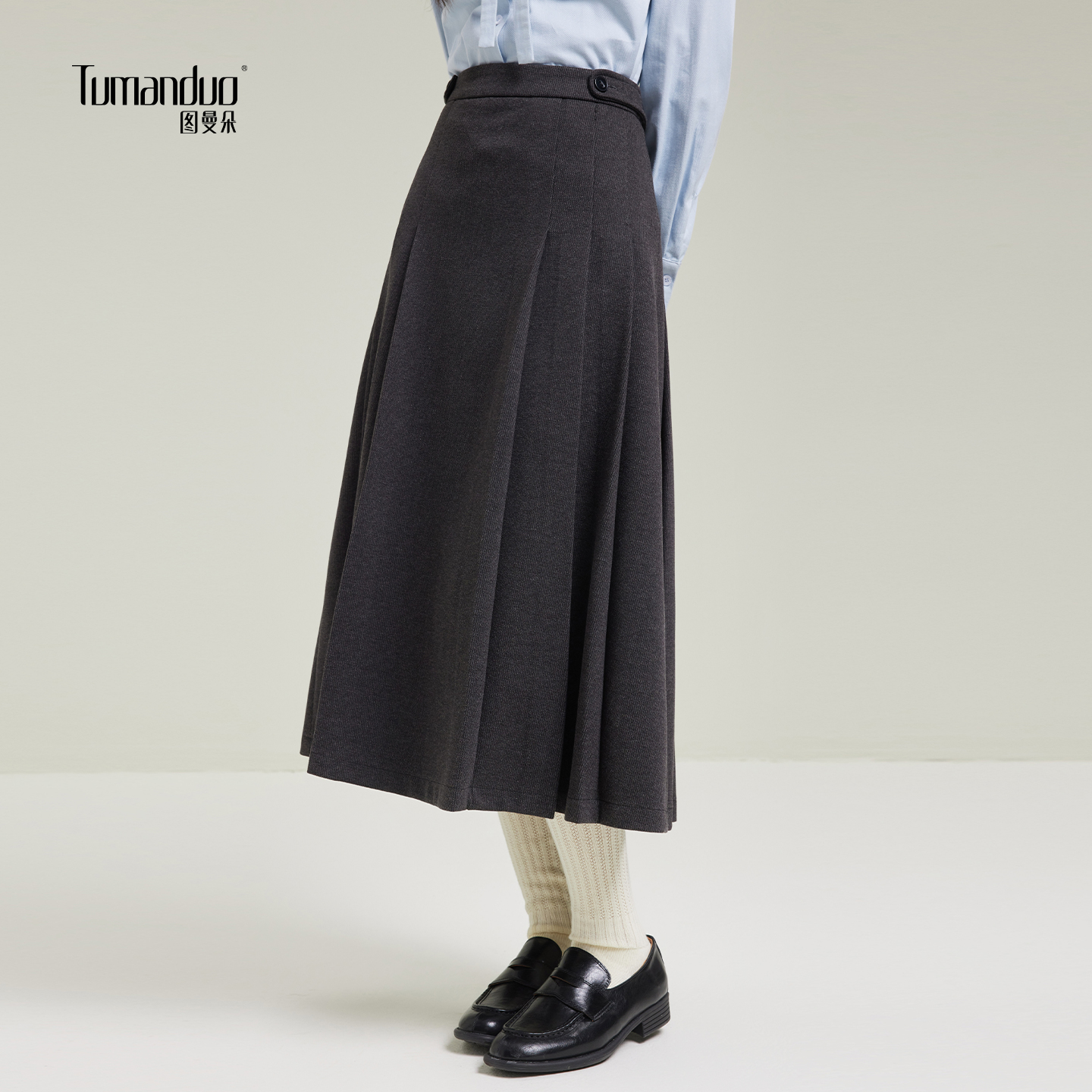 2025年秋冬新款毛呢百褶半身裙