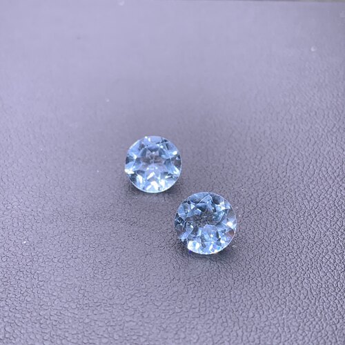 天然高品质天空蓝托帕石圆形裸石8x8mm可镶嵌18k金银戒指吊坠耳坠