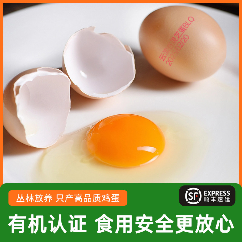 云湶谷有机灵芝鸡蛋整箱40枚新鲜鸡蛋鸡蛋山间林下放养顺丰包邮