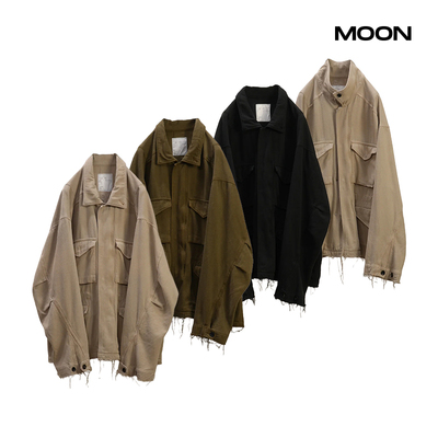 ANCELLMSILK宽松大口袋破坏夹克