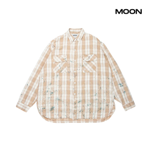 现货BOWWOW PAINTED PAINTER FLANNEL 漆点做旧格子衬衫25SS