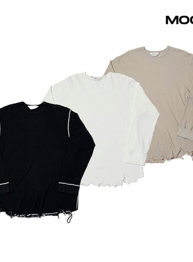 现货 ANCELLM DAMAGE WAFFLE CREW LS SHIRT 破坏华夫格T恤 25FW