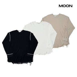 现货 ANCELLM DAMAGE WAFFLE CREW LS SHIRT 破坏华夫格T恤 25FW