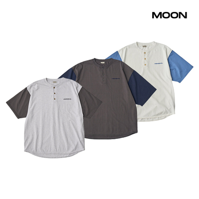 SEDAN亨利领棒球拼接T恤