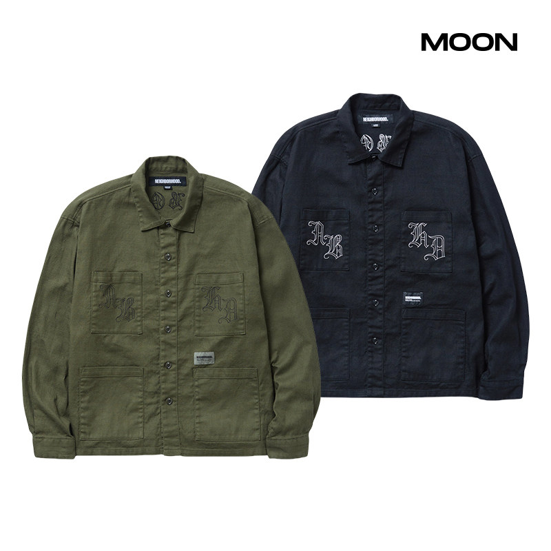 现货 NEIGHBORHOOD EMBROIDERY SHIRT LS刺绣四袋长袖衬衫25SS