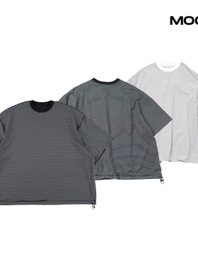 现货 is-ness REVERSIBLE BALLOON BORDER 两面穿抽绳短袖T恤25SS