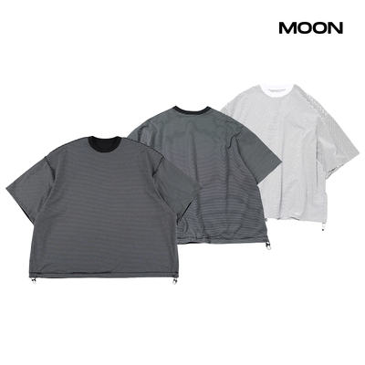 现货 is-ness REVERSIBLE BALLOON BORDER 两面穿抽绳短袖T恤25SS