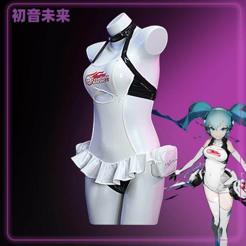 初音未来cos泳衣赛车miku2022夏季应援cosplay服泳装滋遮肚可爱女
