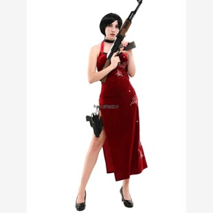 艾达王无袖旗袍ResidentEvil生化危机4重置版cos服性感开叉红长裙