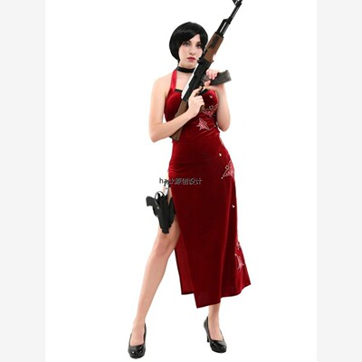 艾达王无袖旗袍ResidentEvil生化危机4重置版cos服性感开叉红长裙