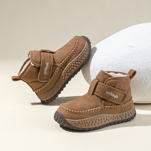 儿童雪地靴保暖男童大棉靴2025冬季新款加绒加厚防水防滑女童冬鞋