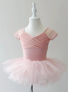 舞蹈服儿童女夏季练功服女童新款短袖长袖女跳舞纱裙芭蕾舞蓬蓬裙