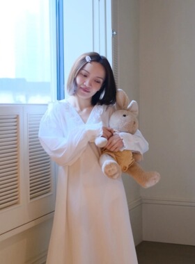 SashaZhao原创60支纯棉法式宫廷英伦乡村荷叶领文艺睡裙简奥斯汀