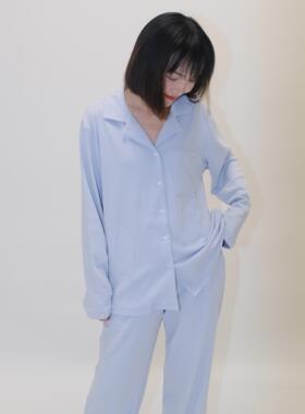 SashaZhao原创设计兰精莫代尔睡衣秋冬休闲薄绒家居服男女同款