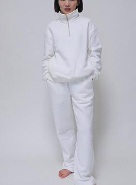 【微瑕清仓特价】半拉链毛圈加绒纯棉卫衣卫裤套装男女同款家居服