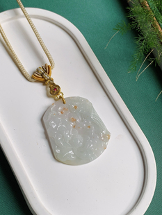 天然翡翠A货桂花糕连鸟和鸣