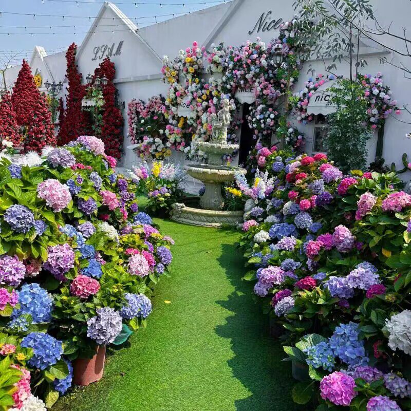 莫奈花园网红花墙仿真玫瑰瀑布造景商场店铺户外景区打卡场景布置