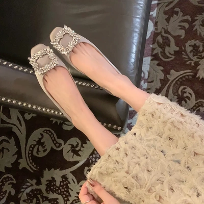 n1-11【惠东达】纽约晚宴_水钻方扣浅口平底单鞋女婚鞋通勤鞋