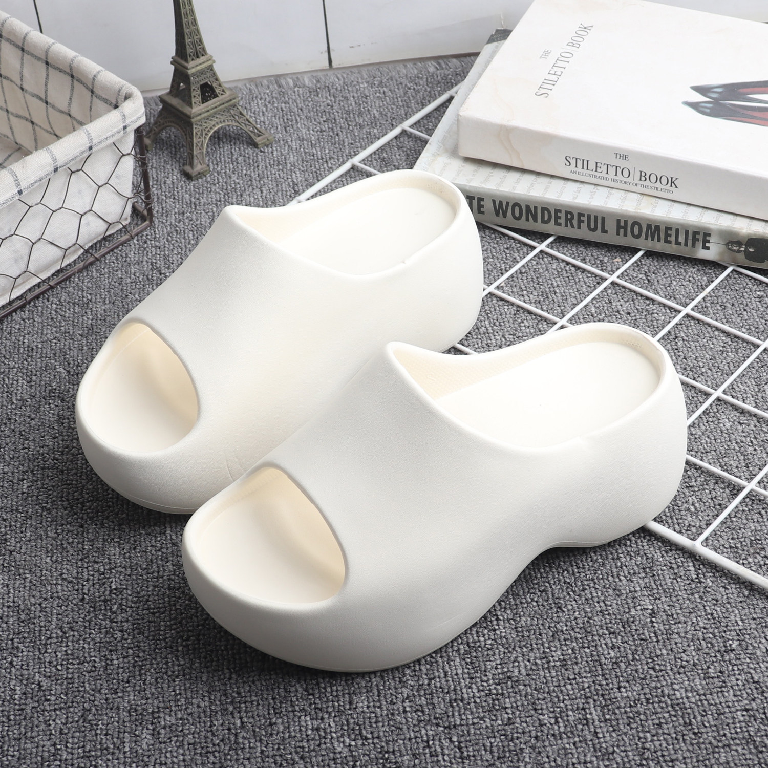 仙女风白色厚底一字拖女生配裙子坡跟增高7厘米防滑轻便凉拖鞋夏,女鞋,一字拖,淘宝优惠券,粉丝福利购,淘宝优惠卷