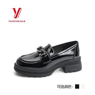 2026意尔康春夏季新款女鞋时尚英伦风粗跟乐福鞋皮鞋通勤鞋48012U