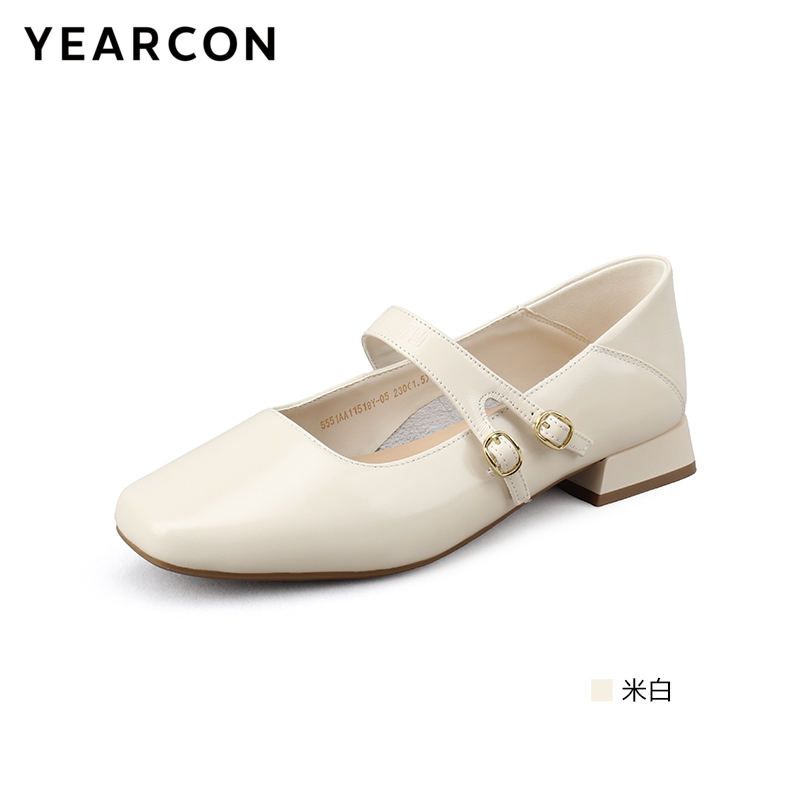 意尔康气质粗跟玛丽珍女鞋