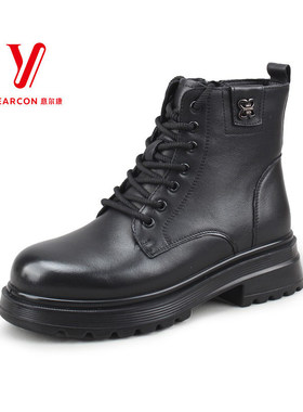 意尔康SSSS冬季新款女鞋时尚百搭真皮薄绒马丁靴短靴S762AM07129M