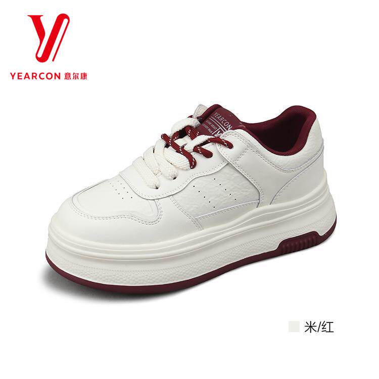 意尔康女鞋2025春季新款增高显瘦小白鞋厚底时尚板鞋5171ZD49370Y
