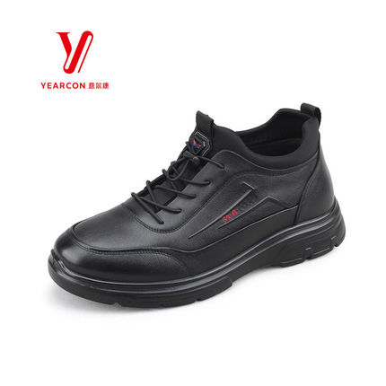 意尔康SSSS冬季新款男鞋时尚真皮加绒松紧带休闲皮鞋S734AM54990M