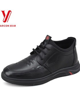 意尔康SSSS冬季新款男鞋时尚真皮加绒松紧带休闲皮鞋S711AM550623