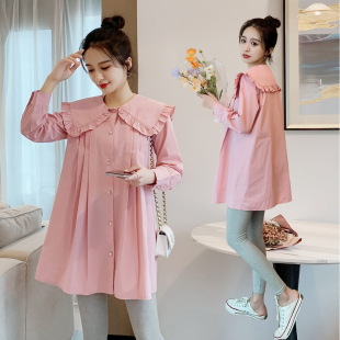 上衣长袖 2022新款 纯棉套装 款 潮妈怀孕期小个子孕妇 s时尚 孕妇春装