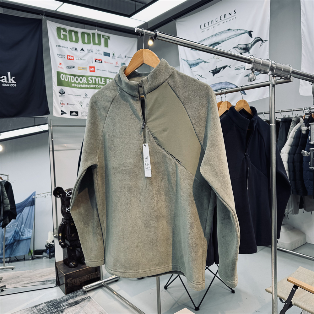 户外保暖中间层套头立领抓绒衣