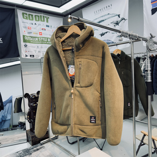 双层复合加厚羊羔绒内里男女通用户外山系防风保暖连帽抓绒衣外套