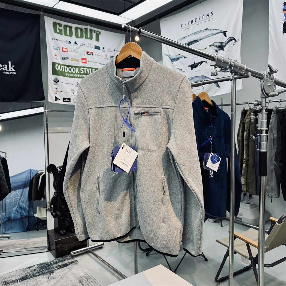 户外动态保暖中间层开衫抓绒衣