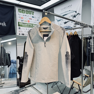 防风保暖透气耐磨户外机能男女通用套头立领半拉链中间层抓绒衣