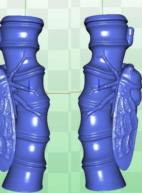 圆雕图竹子竹节知了金蝉手把件一鸣惊人立体图3d打印模型stl