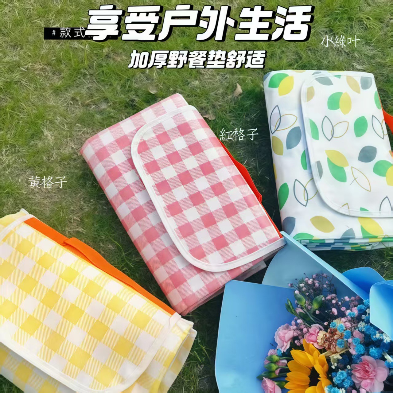 野餐垫防潮垫加厚户外郊游草地露营防水春游折叠垫子野炊地垫帆布