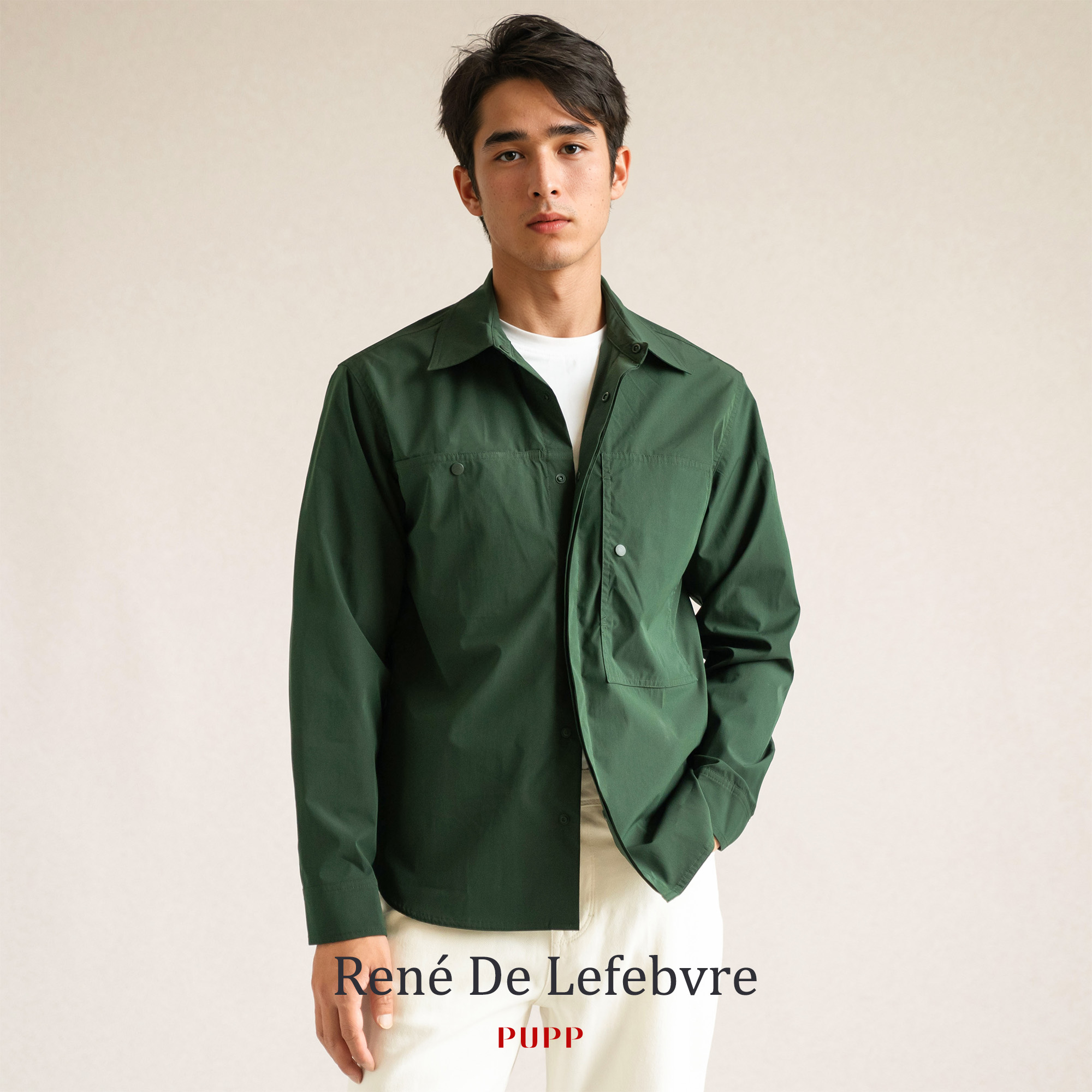 PUPP春秋季男士多袋拼接衬衫版型修身长袖三防夹克外套商务休闲