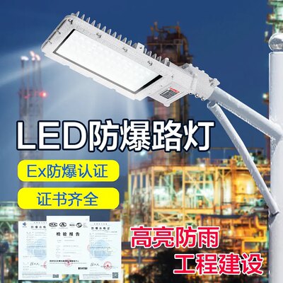 led防爆路灯头100W150W200W加油站化工厂油库港口防水6米防爆路灯