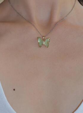绿色蝴蝶项链小众设计