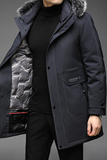 B2196钱塘2020-3冬季连帽男士羽绒服90白鸭绒中年内胆可脱卸P340，男装羽绒服，钱塘207-3