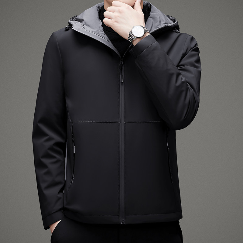 V1081钱塘2020-3冬季跑量男士休闲羽绒服连帽灰鸭绒保暖冬季P200图片