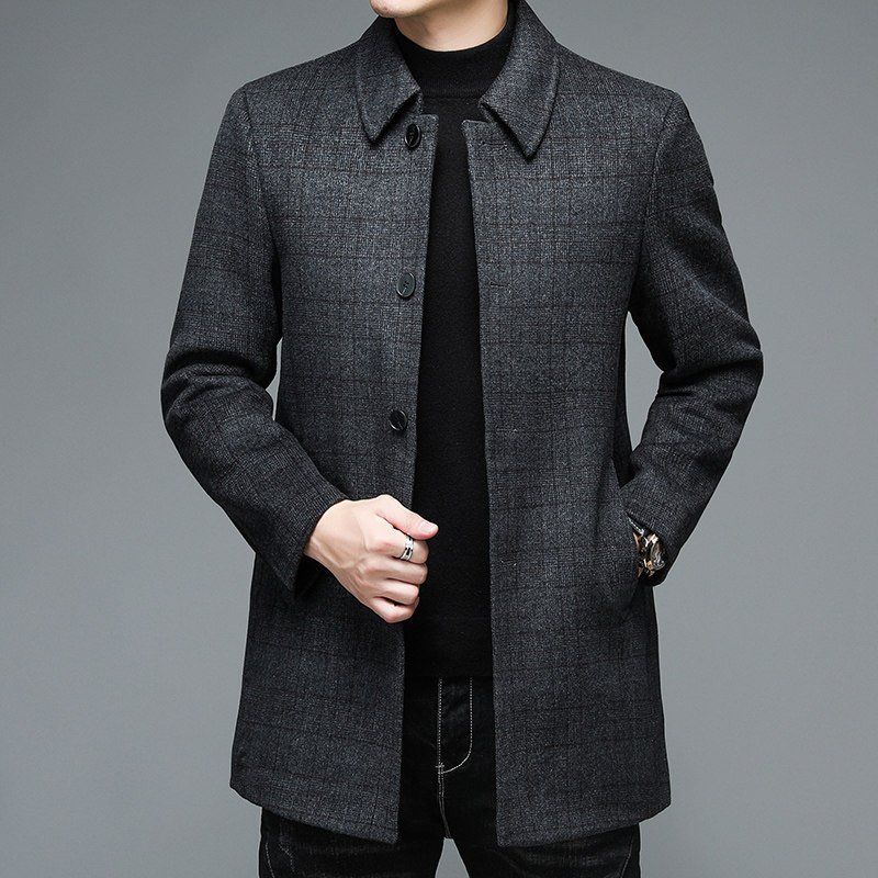 M8809钱塘2020-3冬男士双面呢大衣毛呢外套中长款双面羊毛P335图片