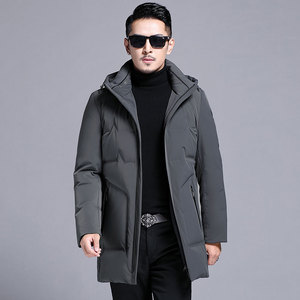 B2186钱塘2020-3冬季连帽男士羽绒服90白鸭绒中年商务休闲P310图片