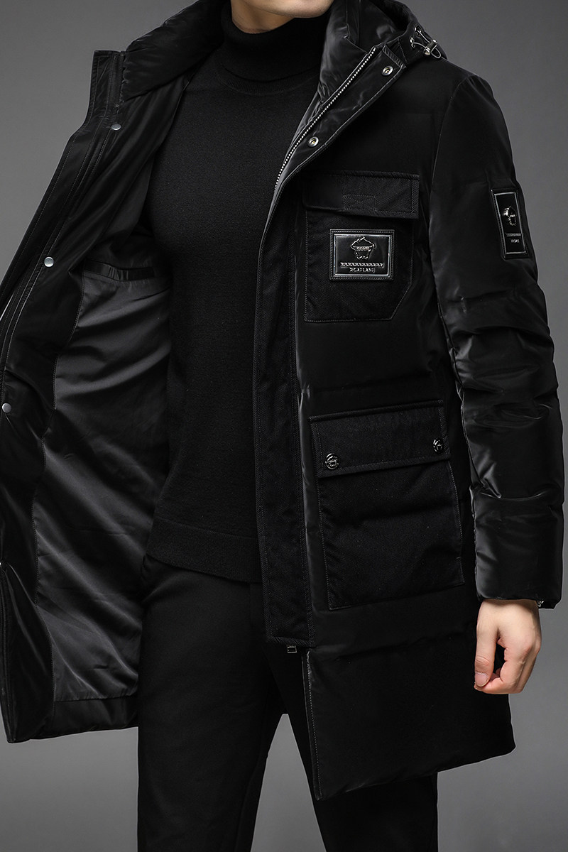 B8258钱塘2020-3冬季连帽男士羽绒服90白鸭绒中长款多口袋P340,男装羽绒服,钱塘207-3