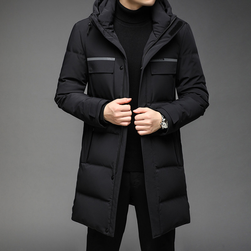 B21159钱塘2020-3冬季羽绒服加厚连帽男士中长款休闲外穿外套P355图片