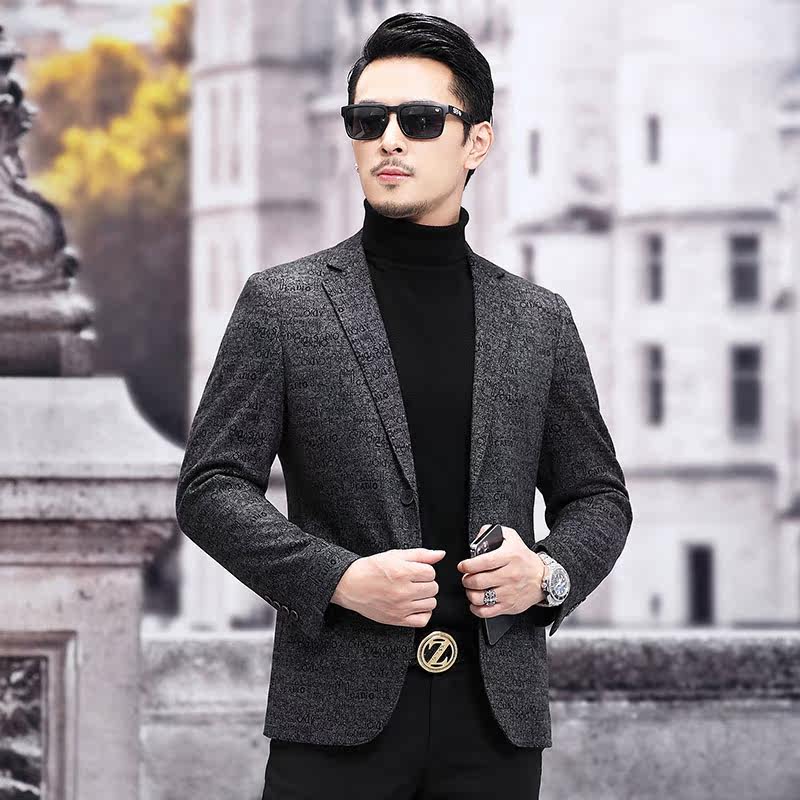 M3319钱塘2020-3秋冬男士帅气男士休闲西服外套修身小西装P145图片