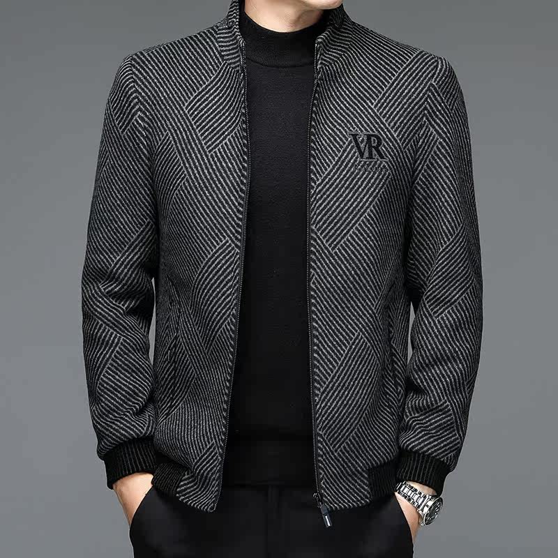 X104钱塘2020-3冬季加厚男士针织夹克雪尼尔面料高端商务跑量P180图片