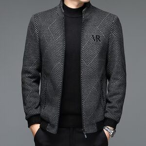 X104钱塘2020-3冬季加厚男士针织夹克雪尼尔面料高端商务跑量P180图片